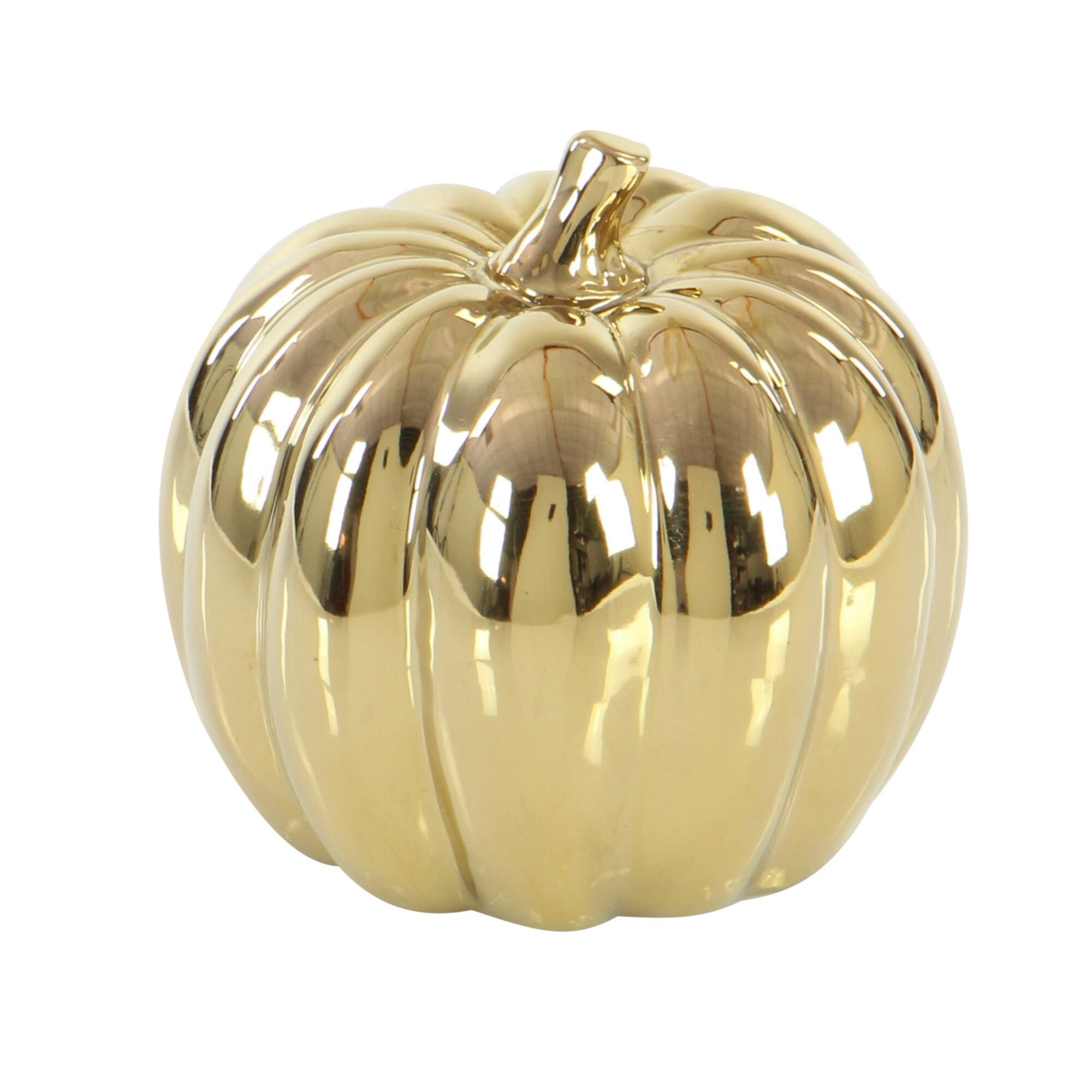 Set of 4 Gold Stoneware Glam Fruit Sculpture, 11" x 8"